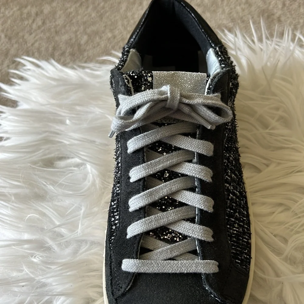 You Can Surf Later Women’s P448 Charcoal Gray Suede/Tweed Sneaker Size EU 38